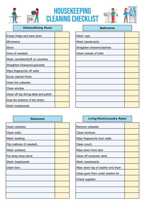 9 Best Images of Hotel Housekeeping Checklist Printable - Housekeeping Cleaning Checklist ...