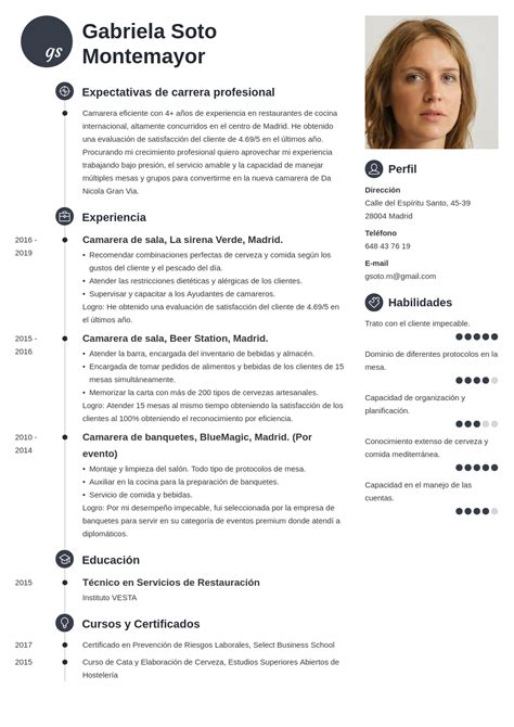 Modelo Curriculum Vitae Camarero En Cafeter 237 A Modelos De Curriculum ...