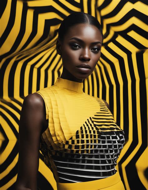 KREA AI - Fashion, gorgeous black model, standing in optical...