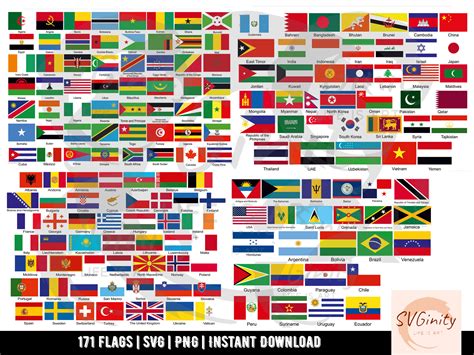 World Flags SVG 171 Flags SVG Bundle National Flags Countries Flas ...