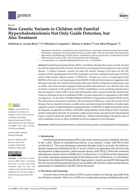 (PDF) How Genetic Variants in Children with Familial Hypercholesterolemia Not Only Guide ...