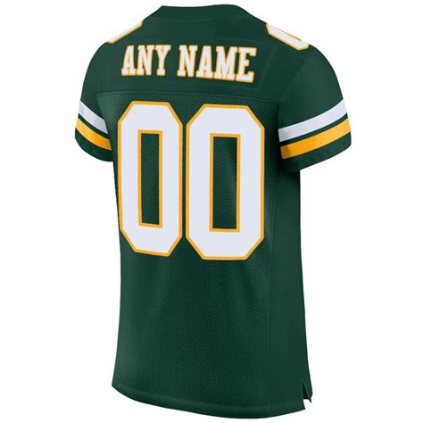 Custom Green White-Gold Mesh Authentic Football Jersey Football ...