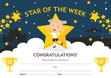 Star of The Week Certificate - 22 Street Lane Nursery | Star of the week, School certificates ...