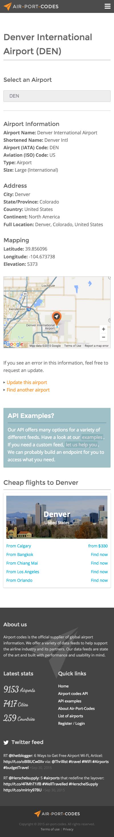 Air Port Codes API Website :: Jesse Knowles Web Developer