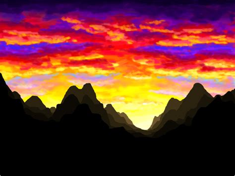 Mountain Sunset Drawing at GetDrawings | Free download