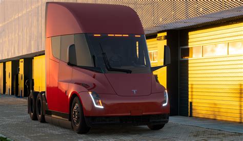 Visi Penggunaan Truk Listrik Tesla Semi Truck Oleh Perusahaan Logistik Dhl Foto Stok Unduh ...