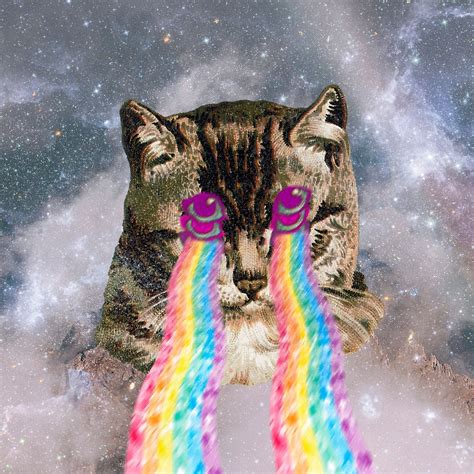 Cat with rainbow laser eyes | Premium PSD - rawpixel