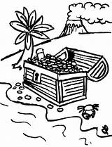 A Drawing Of Pirate Treasure Chest In Tropical Island Coloring Page  sketch template
