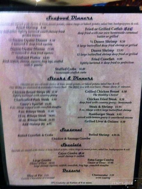 Menu of Hollier Cajun Kitchen in Sulphur, LA 70663