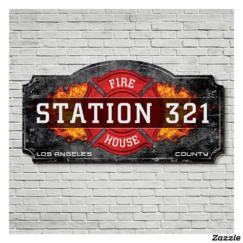 Fire Station Firefighter Wooden Wall Sign | Zazzle | Custom wooden ...