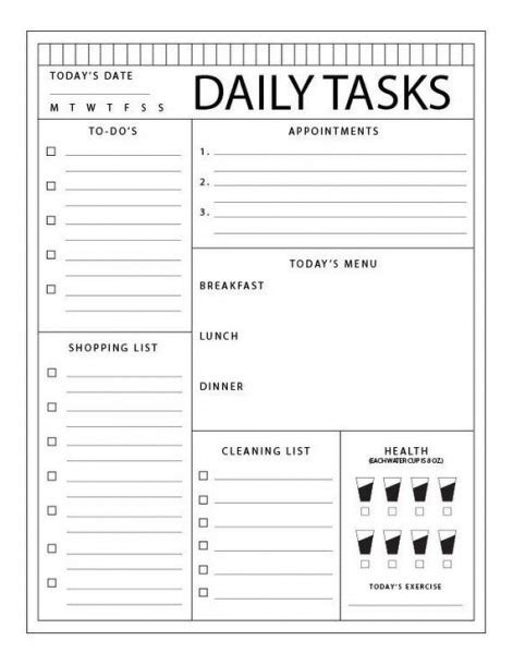 Printable Task Worksheet