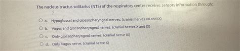 Solved The nucleus tractus solitarius (NTS) ﻿of the | Chegg.com