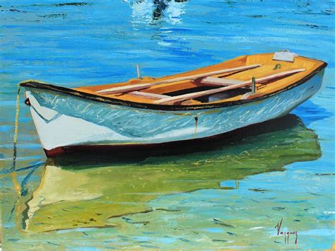 Marco A. Vazquez: rowboat oil painting