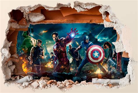 Marvel Avengers Wall Sticker 3D Boys Girls Bedroom Vinyl Wall Art Decal ...