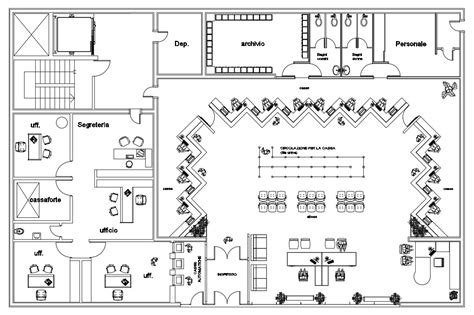 Bank Floor Plan Design - Cadbull