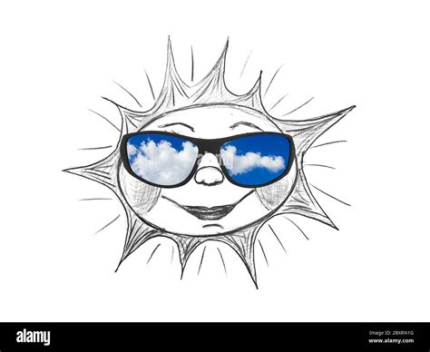 Drawing sun and sunglasses Stock Photo - Alamy