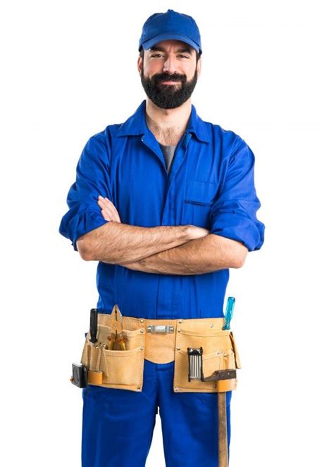 Free Photo | Plumber with his arms crossed | Work uniforms, Plumber ...