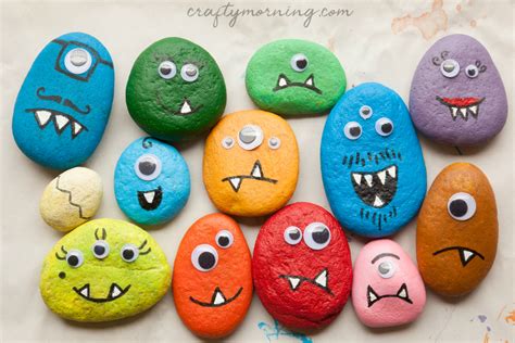 Decorate Stones like Halloween Monsters - Crafty Morning