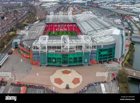 Aerial view of Old Trafford Stadium, home to Manchester United FC Stock ...