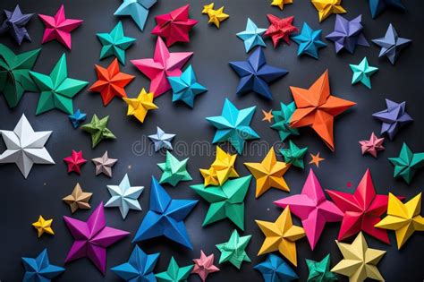 Collection of Origami Paper Stars in Different Sizes and Colors Stock ...