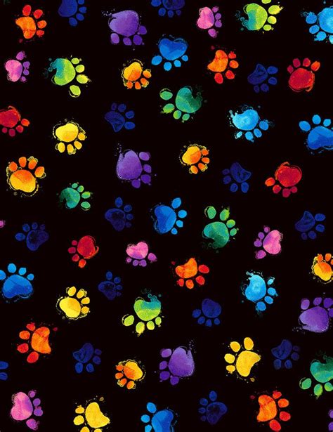 0.30 m, rainbow paw fabric, paws, tatts, paws, rainbow colors, black-bottomed, tiertsoff, cotton ...