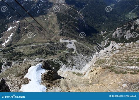 Lagazuoi Summit Station Cable Car View To Valley from Summit Dolomites ...