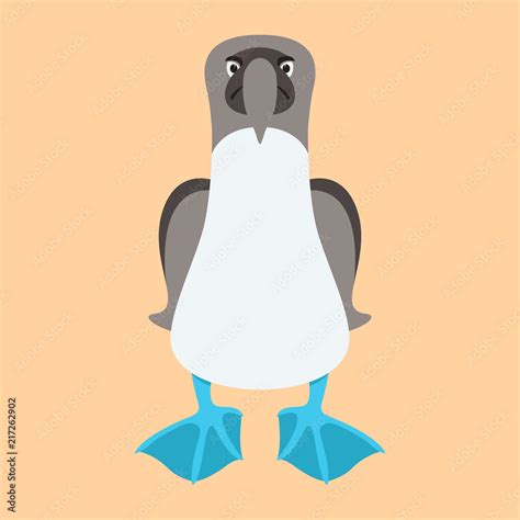 BLUE FOOTED BOOBIE BIRD cartoon vector illustration flat style Stock ...