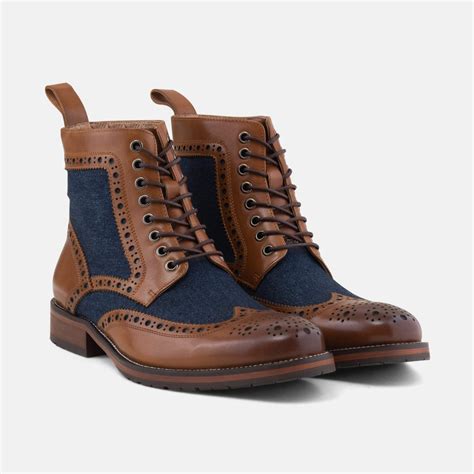 Belmont Denim Wingtip Combat Boots - Marc Nolan