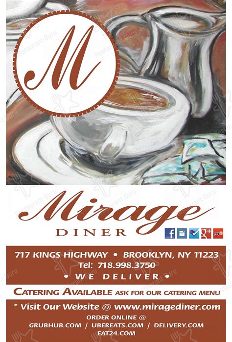 Menu at Mirage Diner cafe, New York City, 717 Kings Hwy