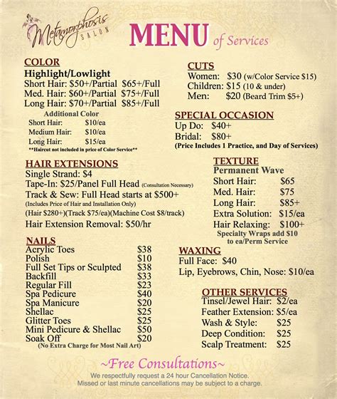 @Ashleigh Estes Ja Salon Menu of #Services. #Free #Consultations. Call Today ...