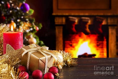 Christmas scene with fireplace and Christmas tree Photograph by Sara Winter - Fine Art America