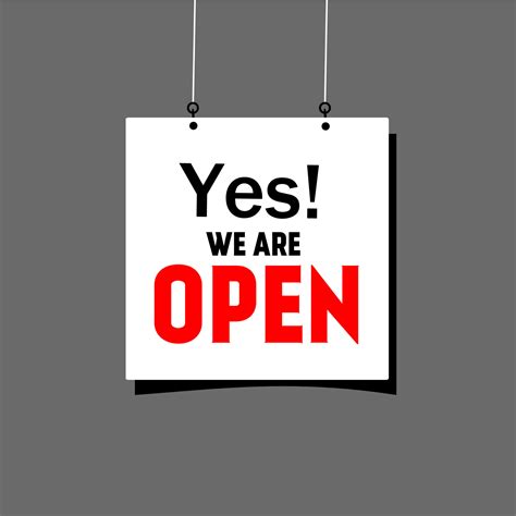 Yes We're Open. Hanging poster banner design. Vector illustration. web ...