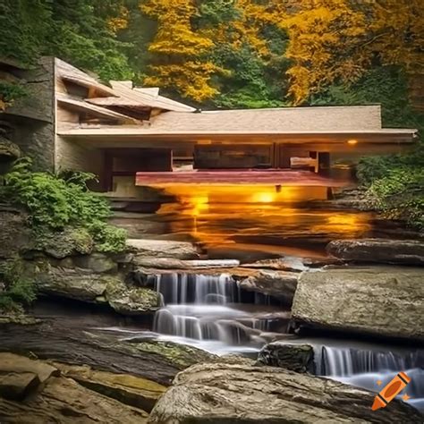 Interpretation and research of fallingwater house on Craiyon