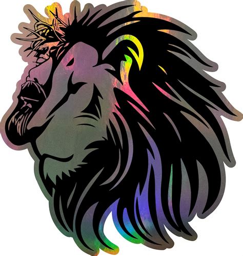 Holographic Lion Judah Yeshua Jesus Christ Cross Christian Truck Car Window Vinyl Decal Sticker ...