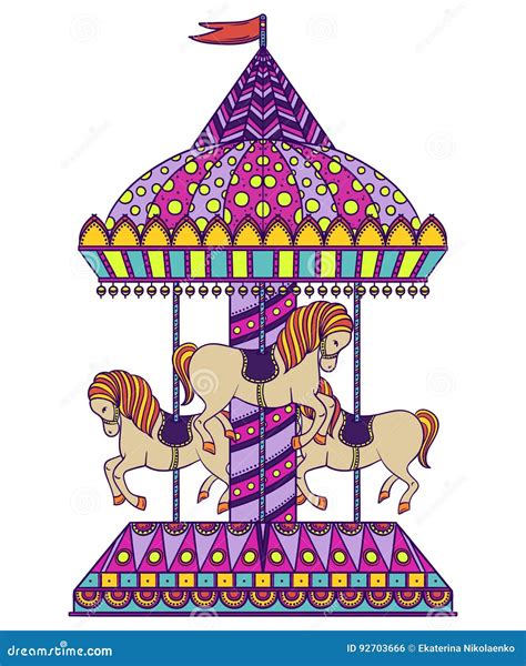 Vintage carousel stock vector. Illustration of fair, pattern - 92703666