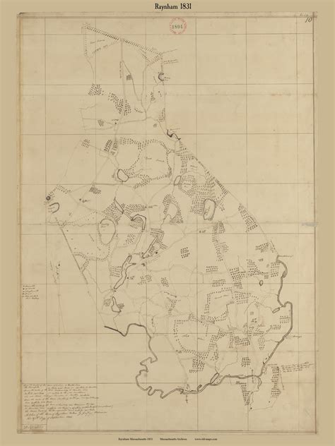 Raynham, Massachusetts 1831 Old Town Map Reprint - Roads Place Names Massachusetts Archives ...