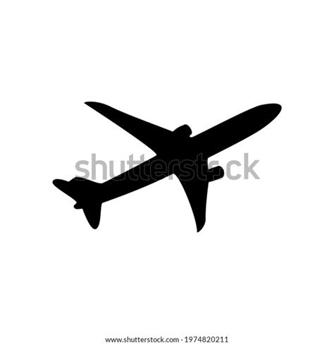 Silhouette Passenger Plane Black On White Stock Vector (Royalty Free ...