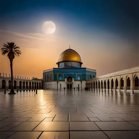 Aqsa mosque in evening with beautiful view in Palestine | Premium AI-generated image