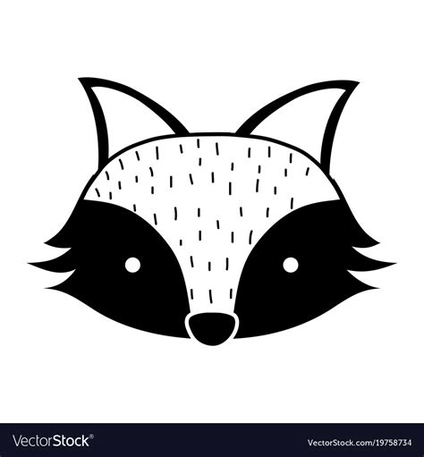 Silhouette cute fox head wild animal Royalty Free Vector