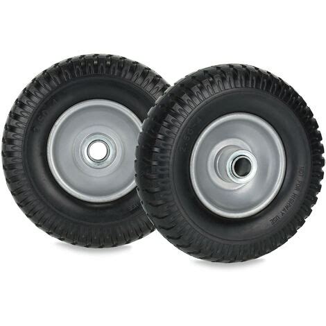 Relaxdays Wheelbarrow Wheels 2.50-4, Set of 2, Solid Rubber, Steel Rim ...