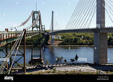 Penobscot Narrows bridge over the Penobscot River in Bucksport, Maine ...