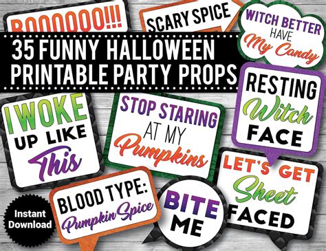 35 Funny Halloween Photo Booth Props PRINTABLE Props | Etsy