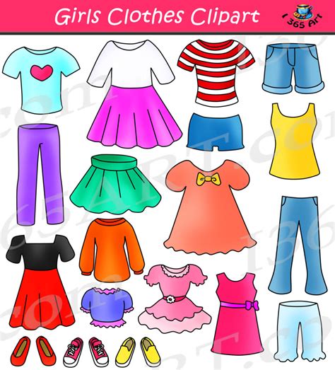 Girls Clothes Clipart Set Dress Up Clip Art - School Clipart