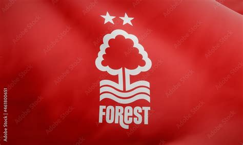 Logo of English football club Nottingham Forest F.C. on waving fabric ...