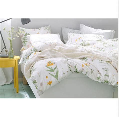 IKEA Strandkrypa KING Duvet COVER Pillowcases Set Botanical GREEN Yellow WHITE Pink FLORAL New