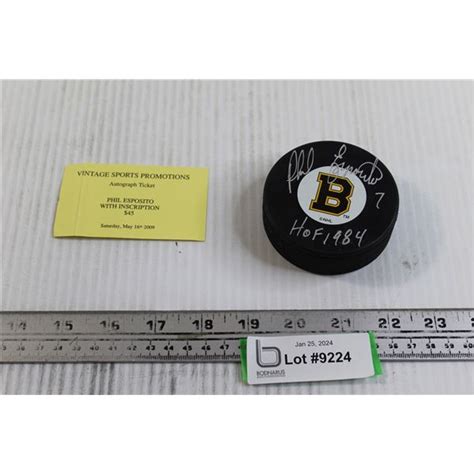 Phil Esposito Signed Hockey Puck with Autograph Ticket - Bodnarus Auctioneering