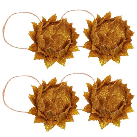 4 Pcs Christmas Poinsettia Flowers Christmas Tree Pinecone Ornaments | eBay