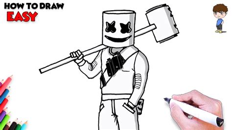 How to Draw Fortnite Marshmello Step by Step - Fortnite Skins Drawing ...