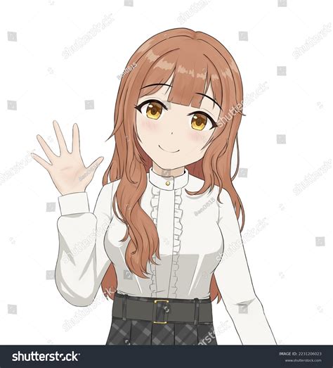 Anime Girl Saying Hi Waving Hand Stock Illustration 2231206023 | Shutterstock