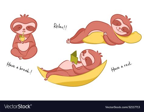 Sloth cartoon with take a break concept Royalty Free Vector